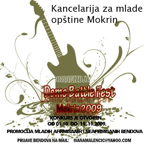 Konkurs za učešće demo bendova na prvom Demo Battle festu u Mokrinu